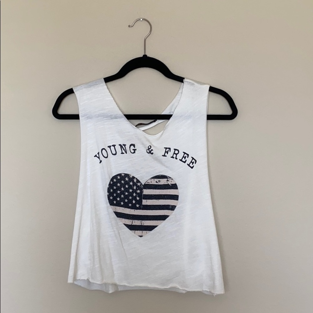 White American Flag Heart Open Back Tank